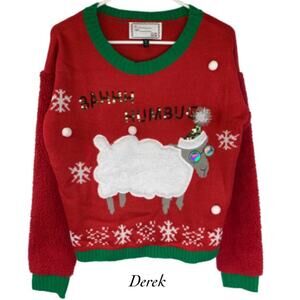 Derek Bahhh Humbug Christmas Sweater NWOT Size M